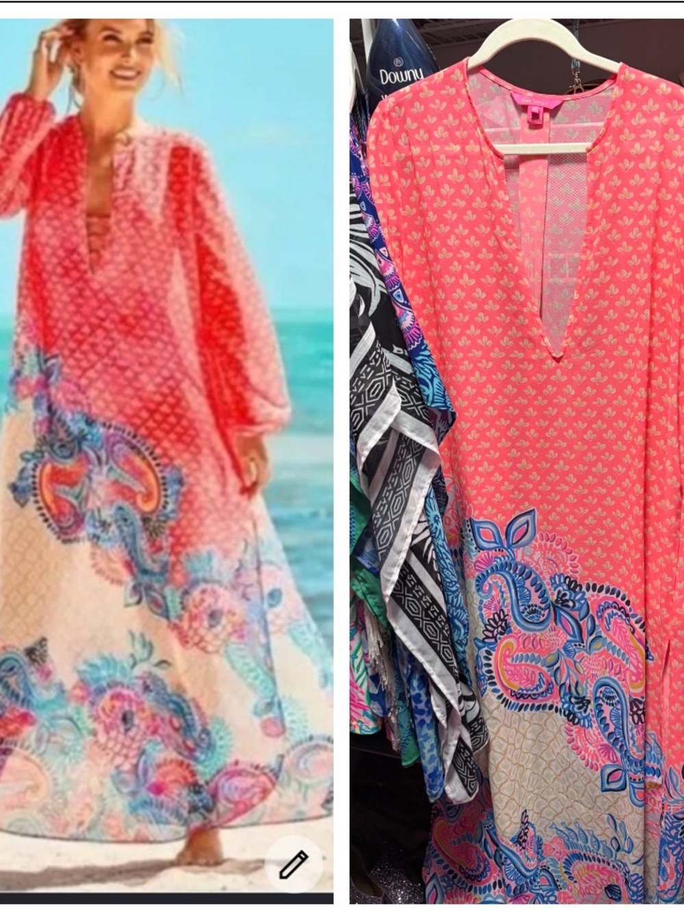 Lilly Pulitzer Frey Coral spritz Print Maxi caftan sz large